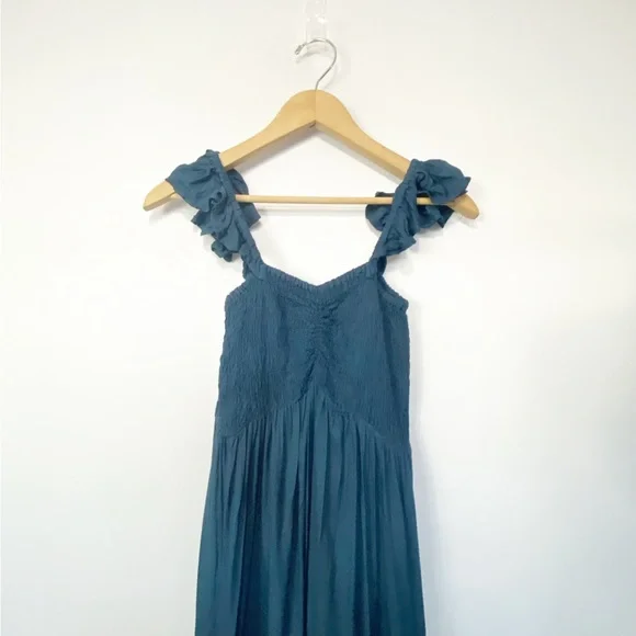 NWT-Boho Me Dark Teal Smocked tank Hi low Sundress SM - Picture 3 of 9